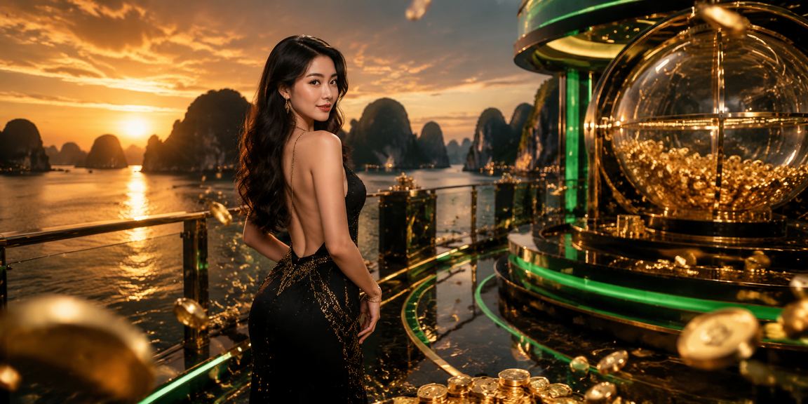 Cảnh bãi biển và xổ số tại Hạ Long